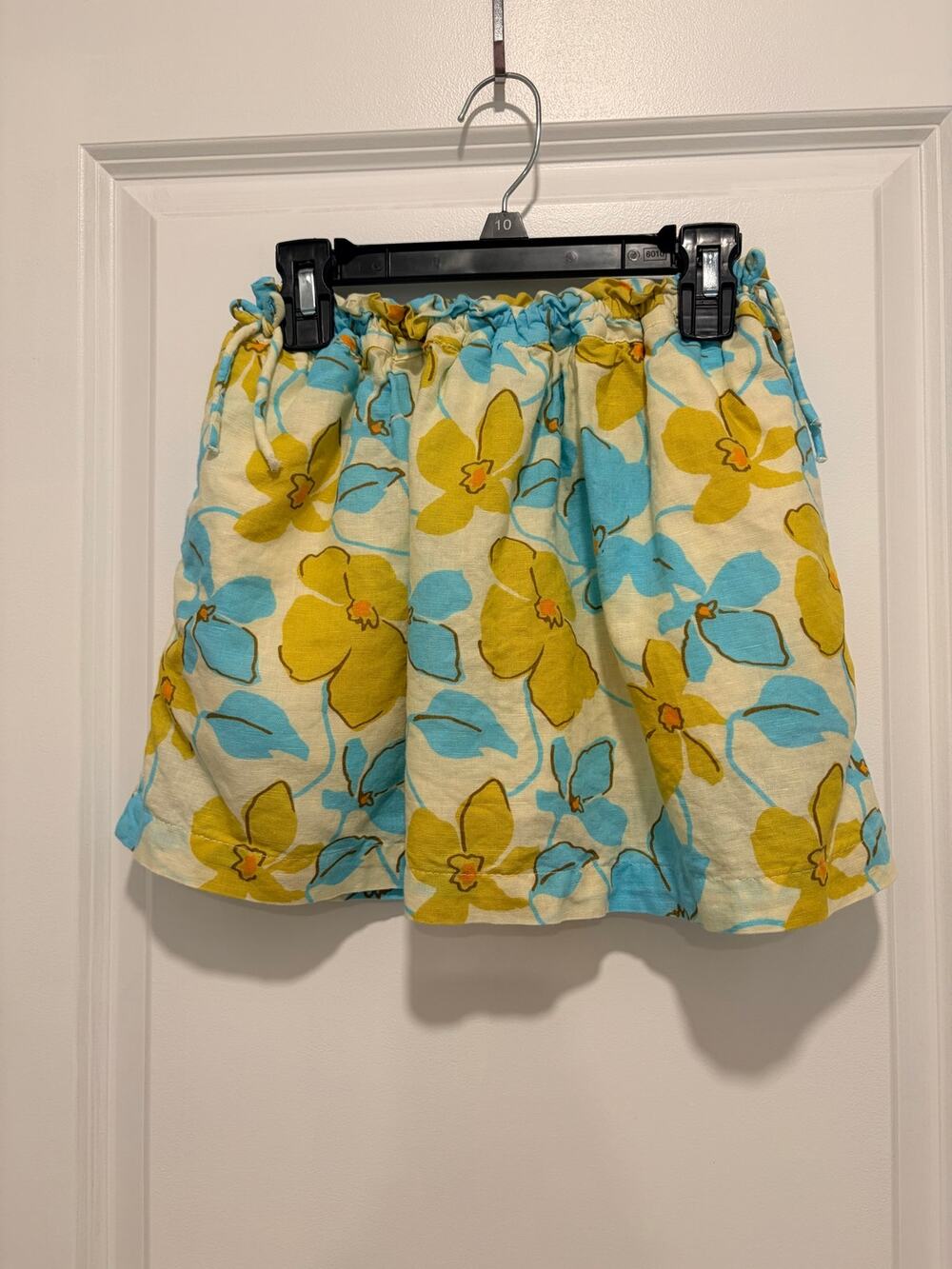 Zara Kids Girls Retro Floral Flowy Shorts Skort Cream Yellow Turqoise 13-14